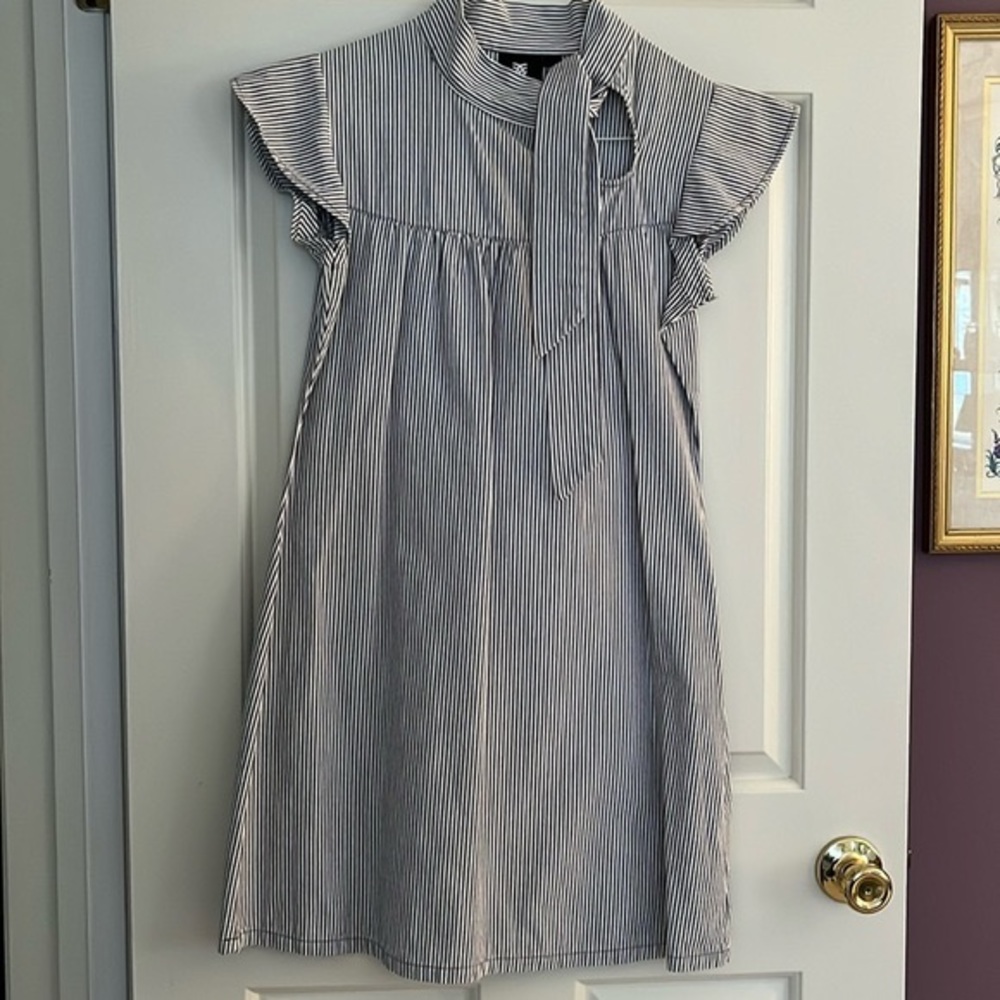 Gray and white striped dress